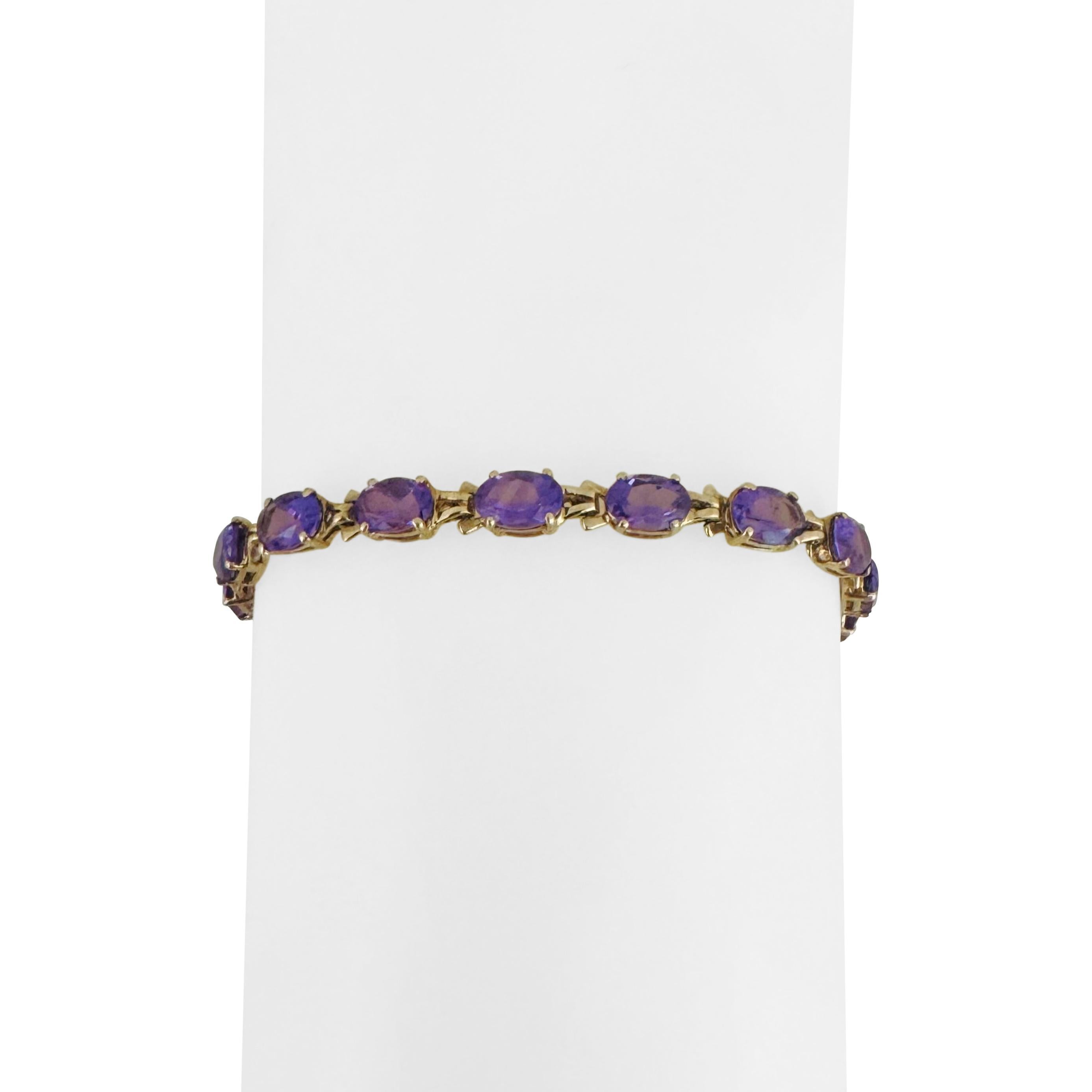 14k Yellow Gold 6.4g Ladies Amethyst Tennis Bracelet 7.25