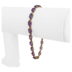 14k Yellow Gold 6.4g Ladies Amethyst Tennis Bracelet 7.25"
