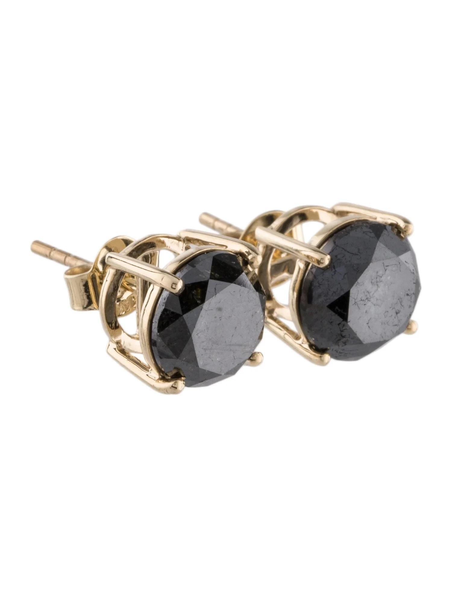 Artista Orecchini con diamante nero in oro giallo 14K da 6,56 carati in vendita