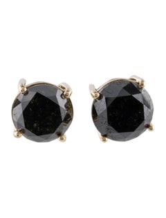 14K Gelbgold 6,56ctw Schwarze Diamant-Ohrstecker