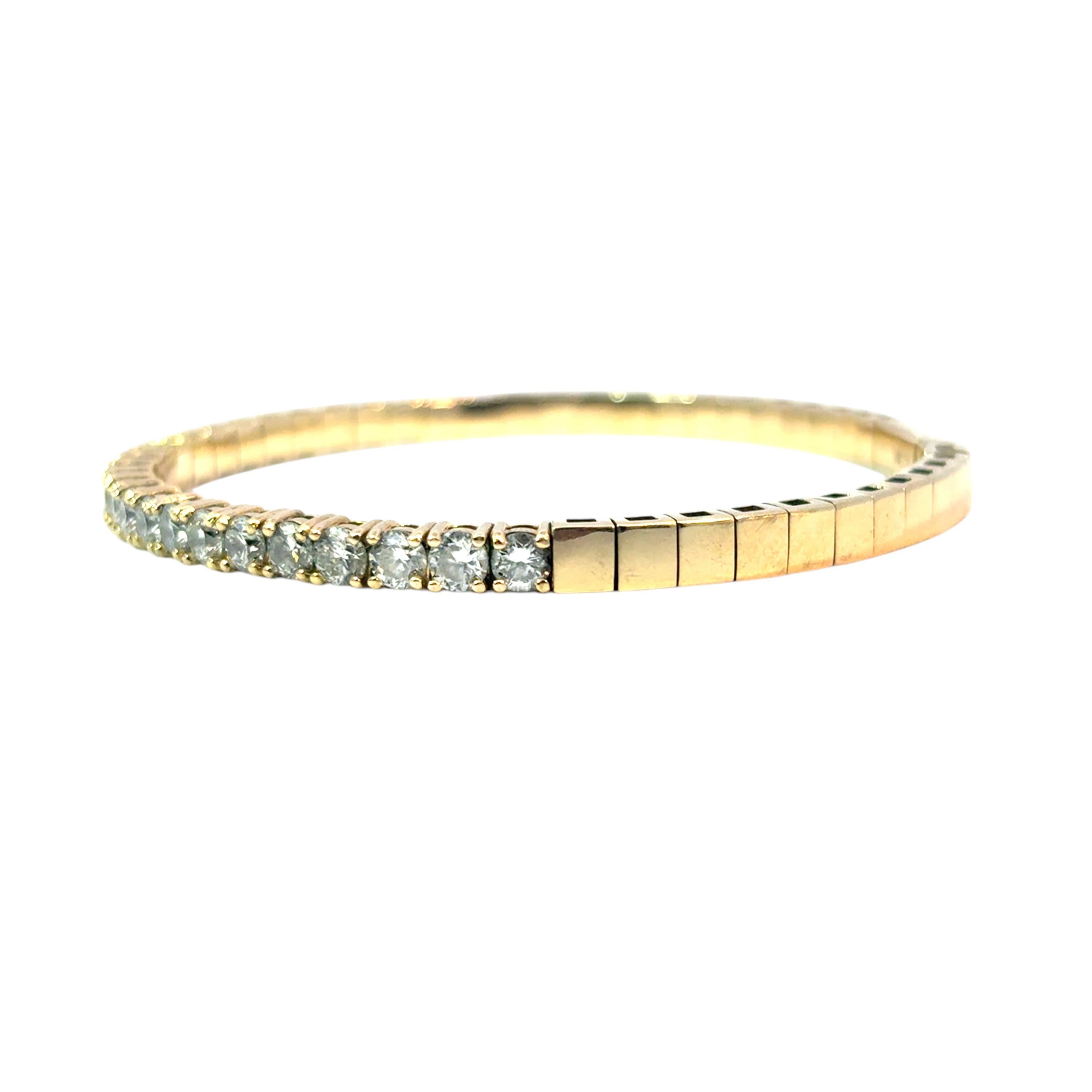 Bracelet jonc en or jaune 14 carats serti de 6,5 carats de diamants en vente 5