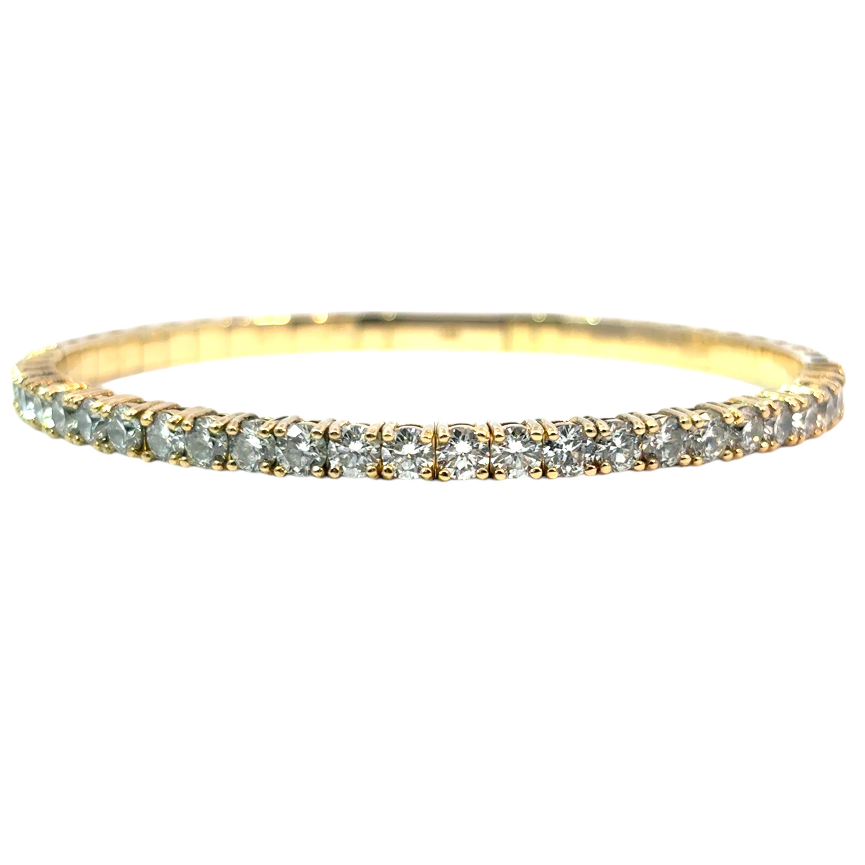 Ce magnifique bracelet à diamants de 6,5ctw est en excellent état et prêt à être expédié !

Style : Bracelet extensible
MATERIAL : Or jaune 14k
Détails des diamants : Il y a environ 6,5 carats de diamants dans une monture à griffes. Les diamants ne
