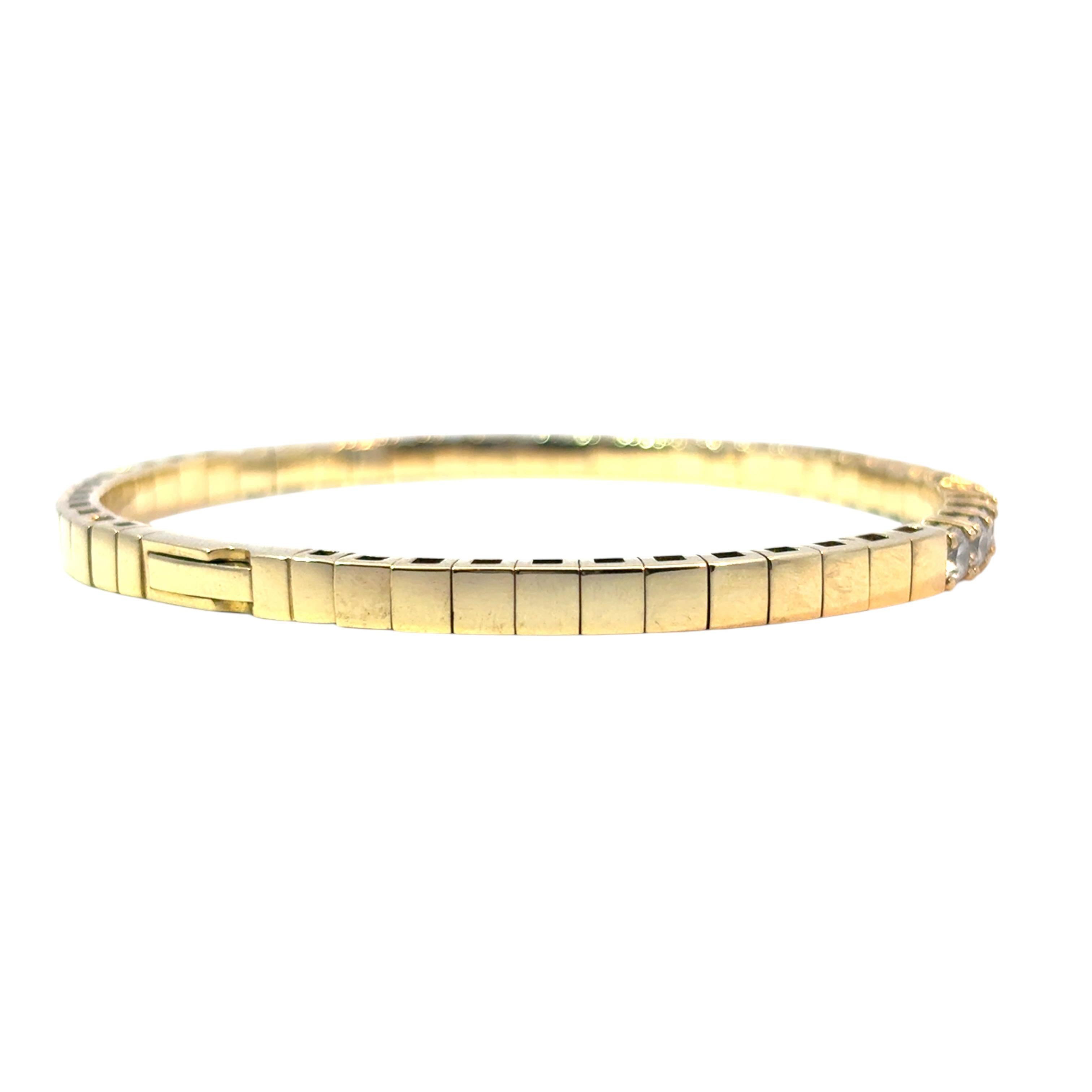 Bracelet jonc en or jaune 14 carats serti de 6,5 carats de diamants en vente 2