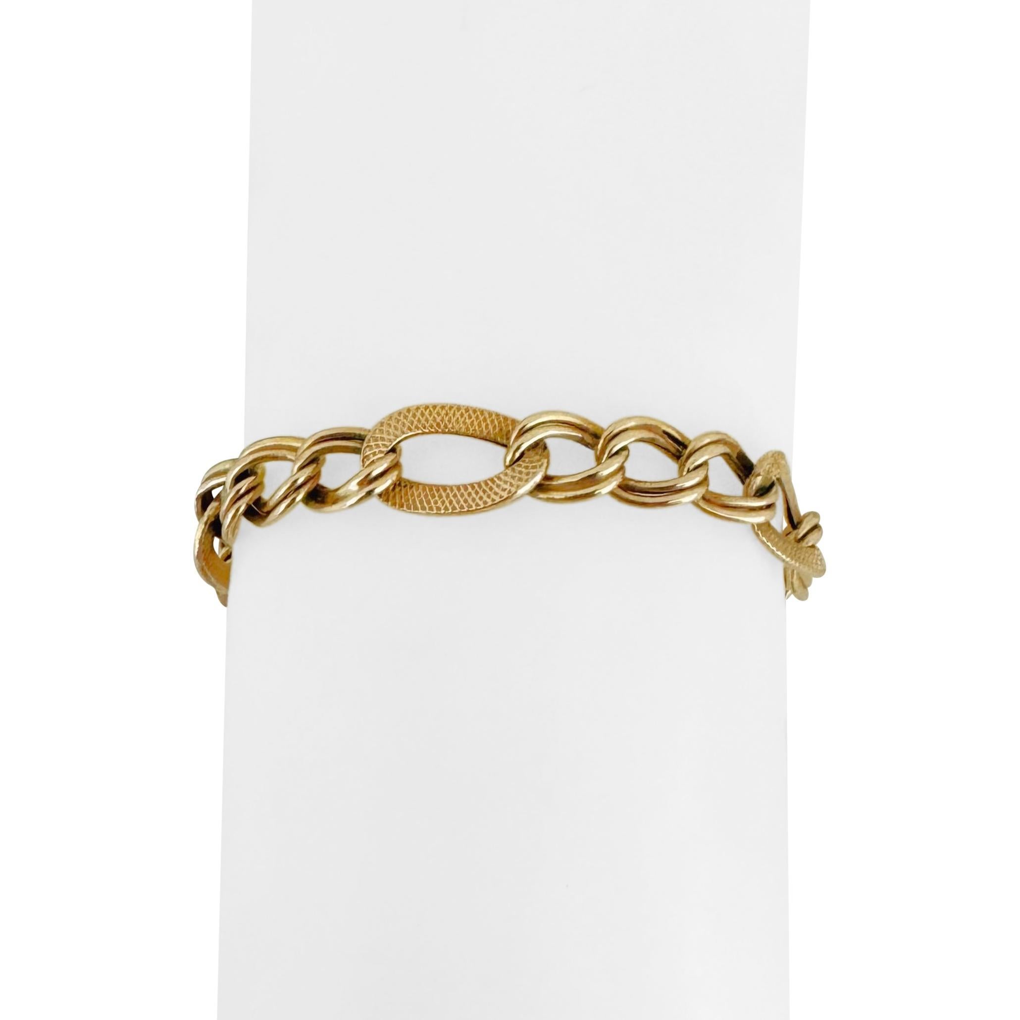 14k Gelbgold 6,5g Hohllicht 8mm Fancy Curb Gliederarmband Italien 7,75
