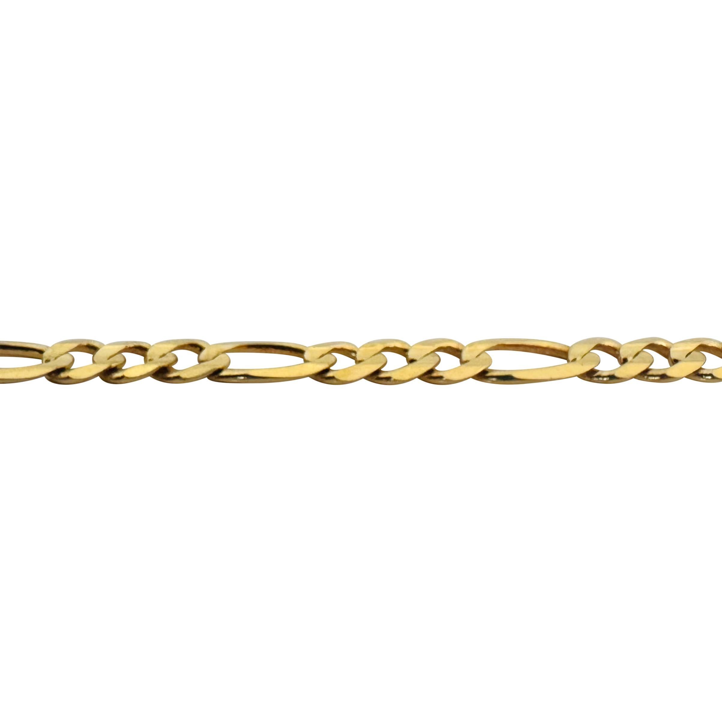 14k Yellow Gold 6.5g Semi Solid 4.5mm Figaro Link Bracelet Italy 7.75