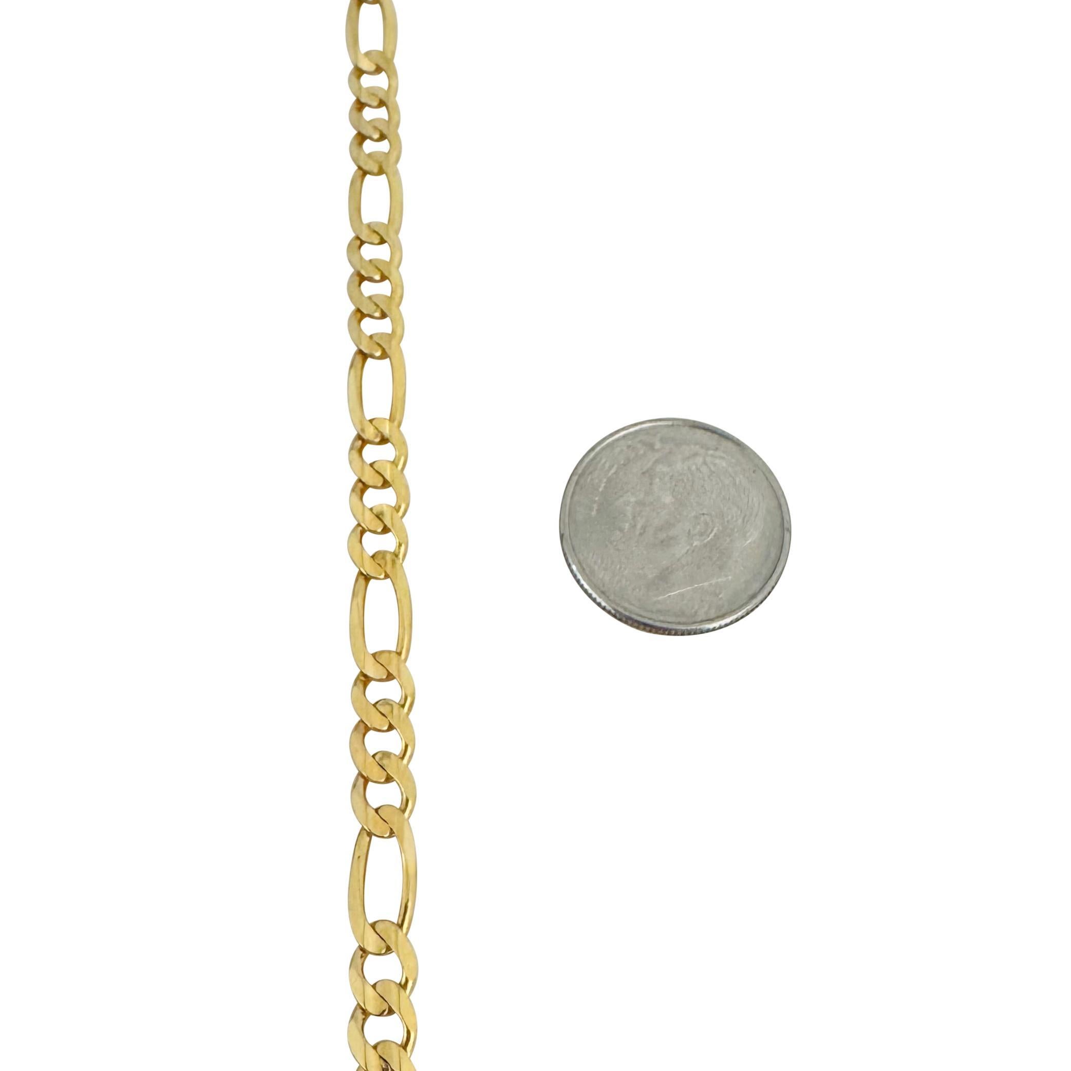 Women's 14k Yellow Gold 6.5g Semi Solid 4.5mm Figaro Link Bracelet Italy 7.75