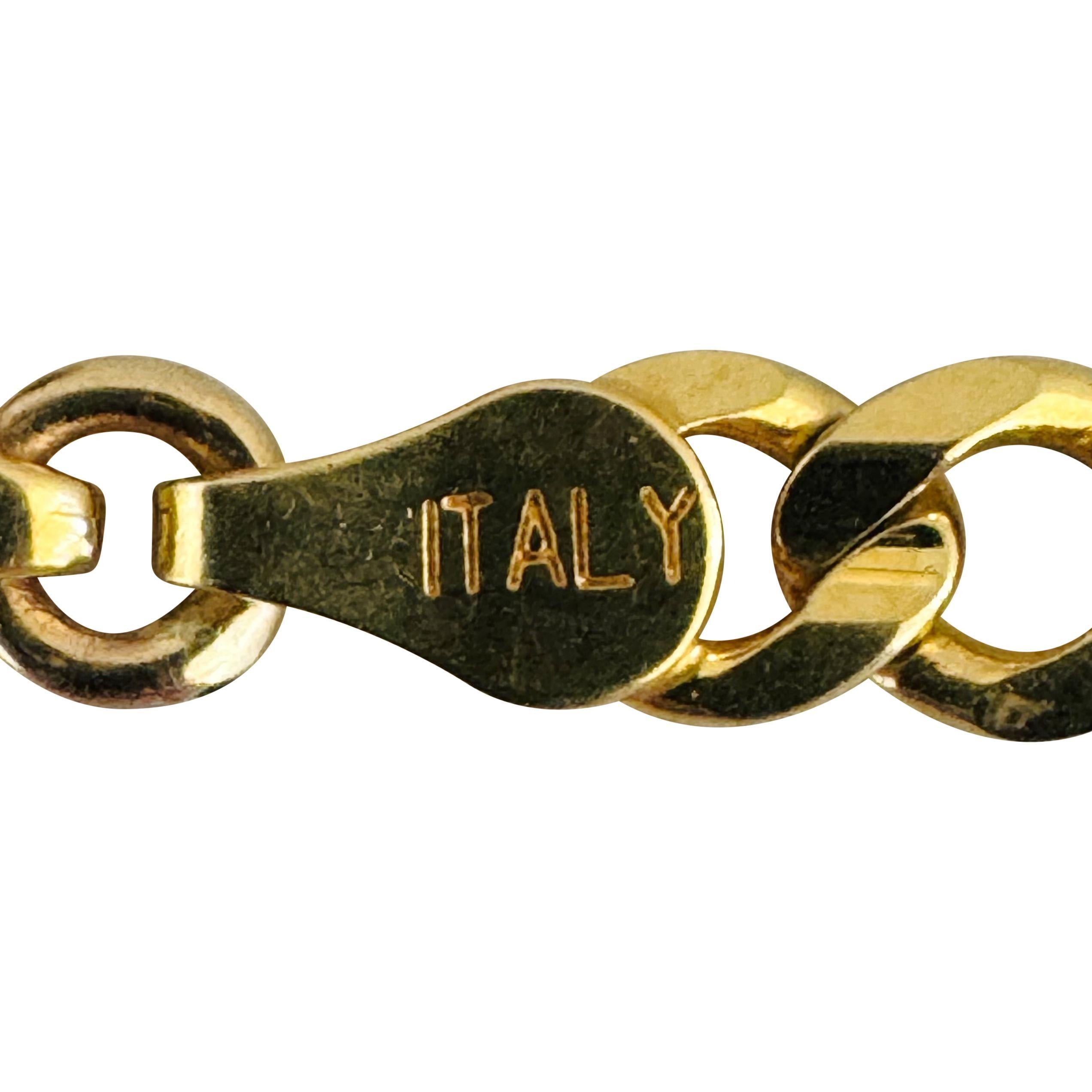14k Yellow Gold 6.5g Semi Solid 4.5mm Figaro Link Bracelet Italy 7.75