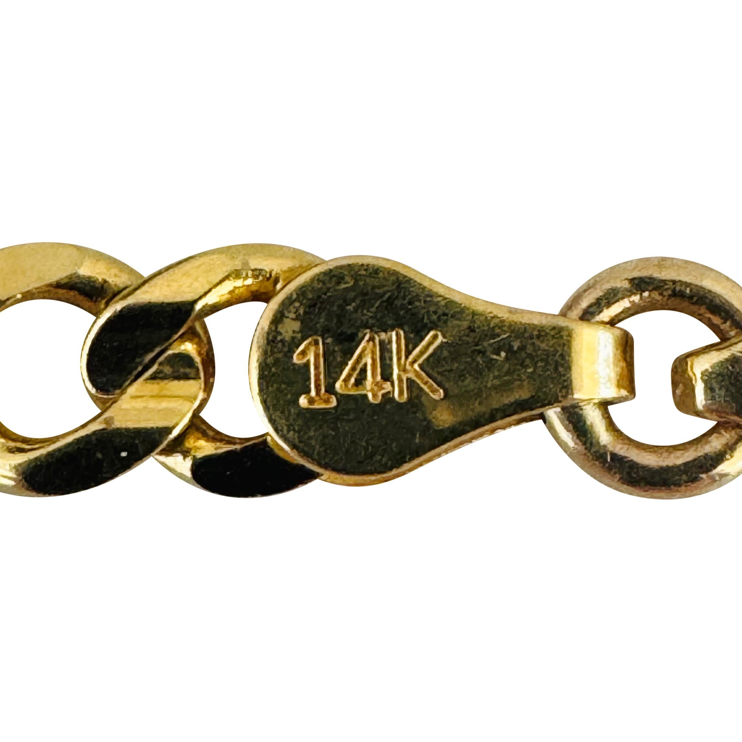 14k Yellow Gold 6.5g Semi Solid 4.5mm Figaro Link Bracelet Italy 7.75