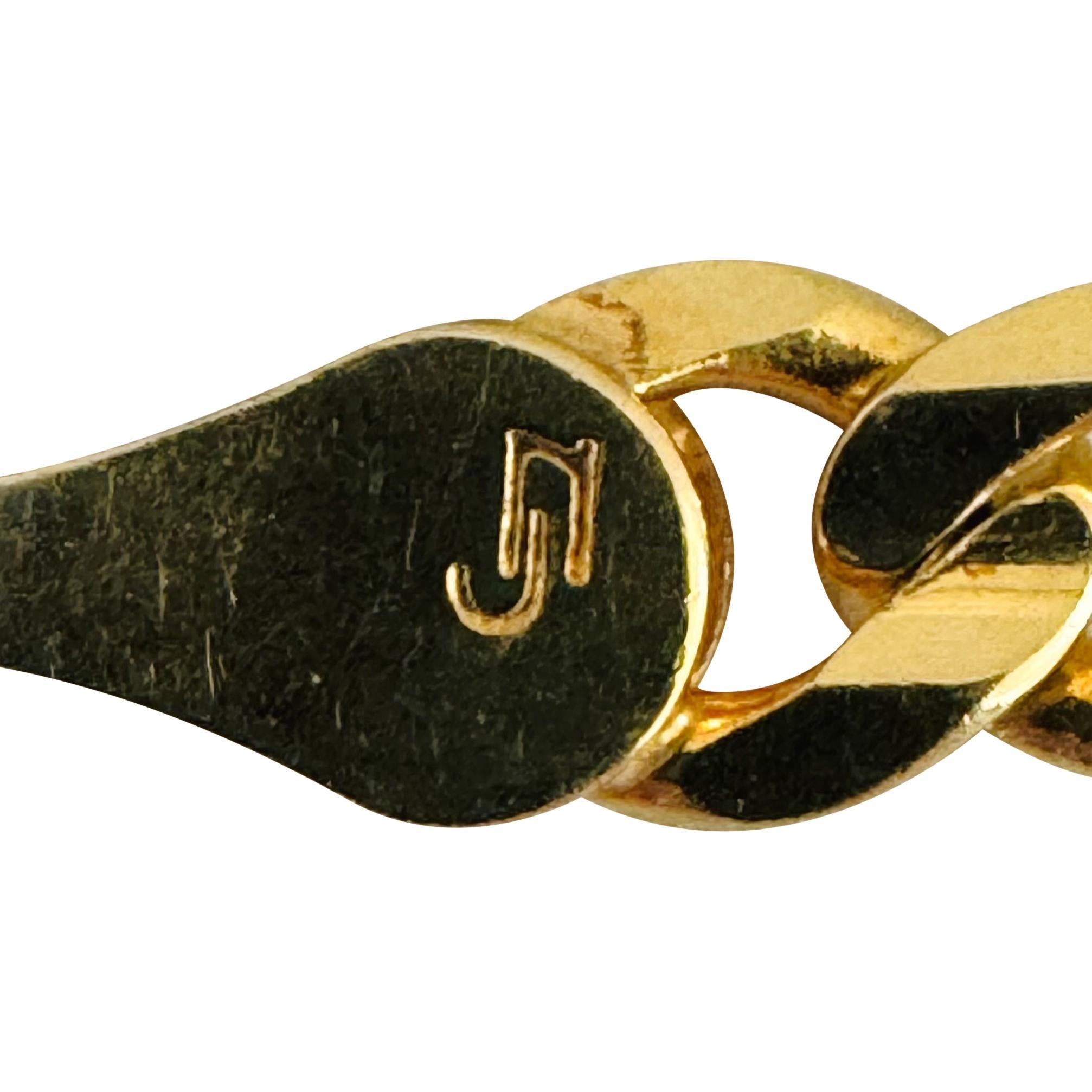 14k Yellow Gold 6.5g Semi Solid 4.5mm Figaro Link Bracelet Italy 7.75