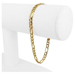 14k Yellow Gold 6.5g Semi Solid 4.5mm Figaro Link Bracelet Italy 7.75"