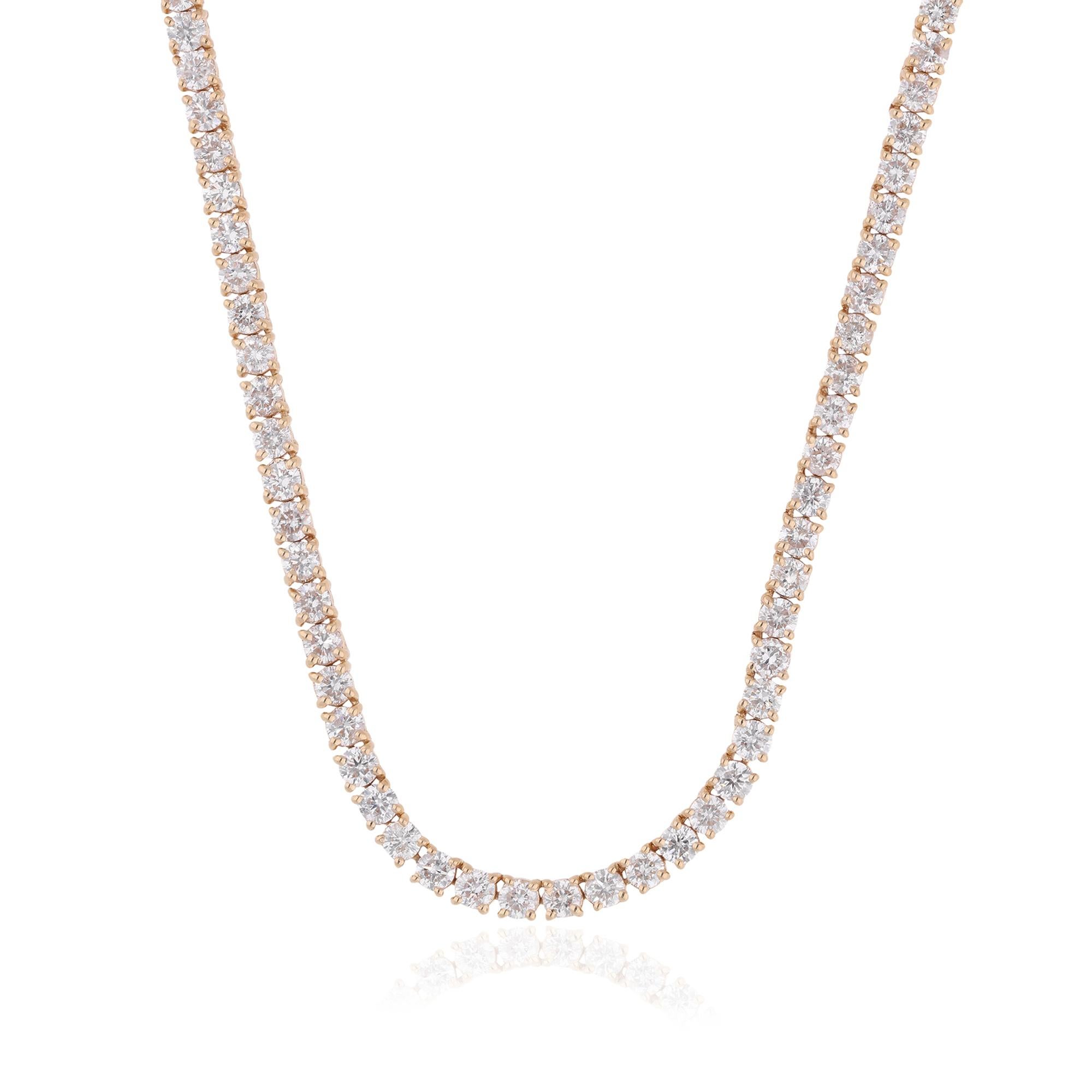 Moderne Collier anniversaire en or jaune 14k 6.60Ct Natural Diamond Tennis Graduated Anniversary Necklace en vente