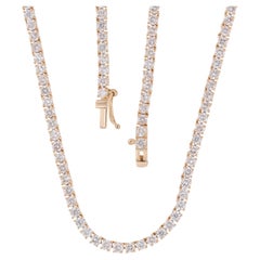 14k Yellow Gold 6.60Ct Natural Diamond Tennis Graduated Anniversary Necklace