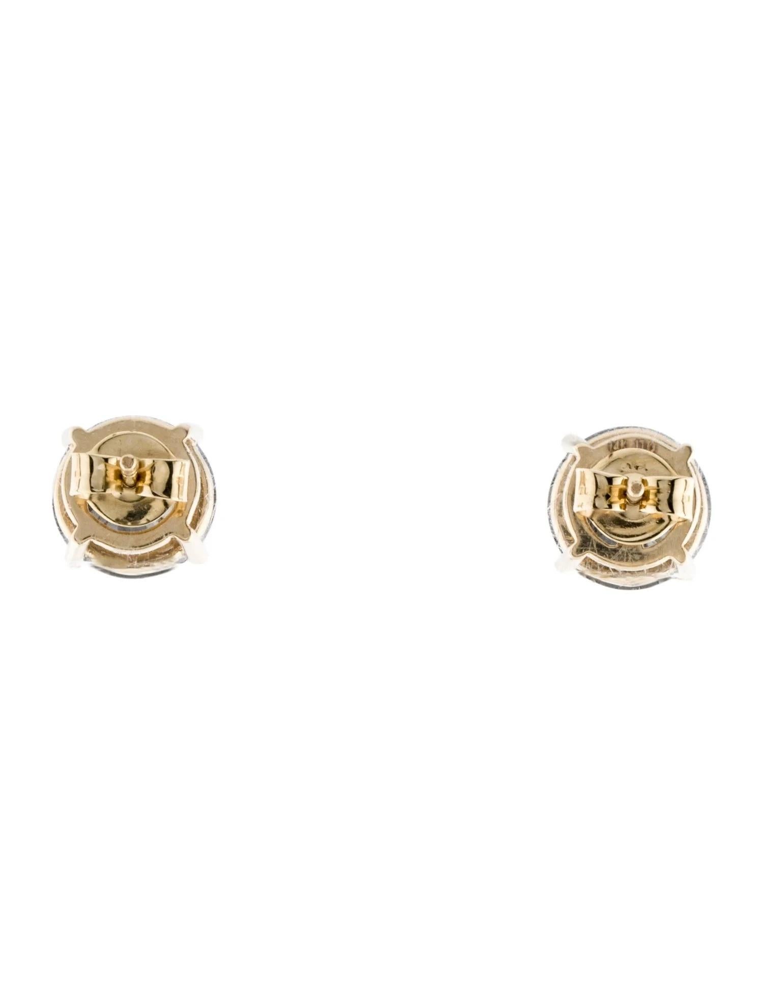 Artist 14K Yellow Gold 6.60ctw Black Diamond Stud Earrings  Round Brilliant For Sale