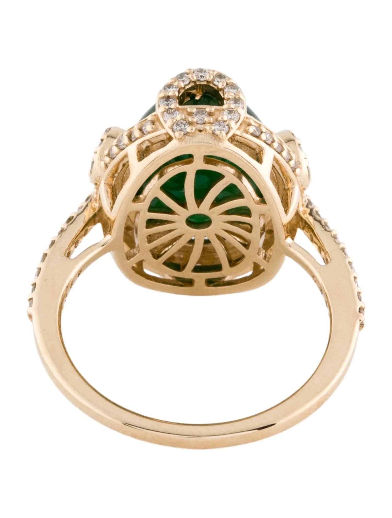 Taille émeraude Bague cocktail en or jaune 14 carats, émeraude 6,61 carats et diamants, taille 7 en vente