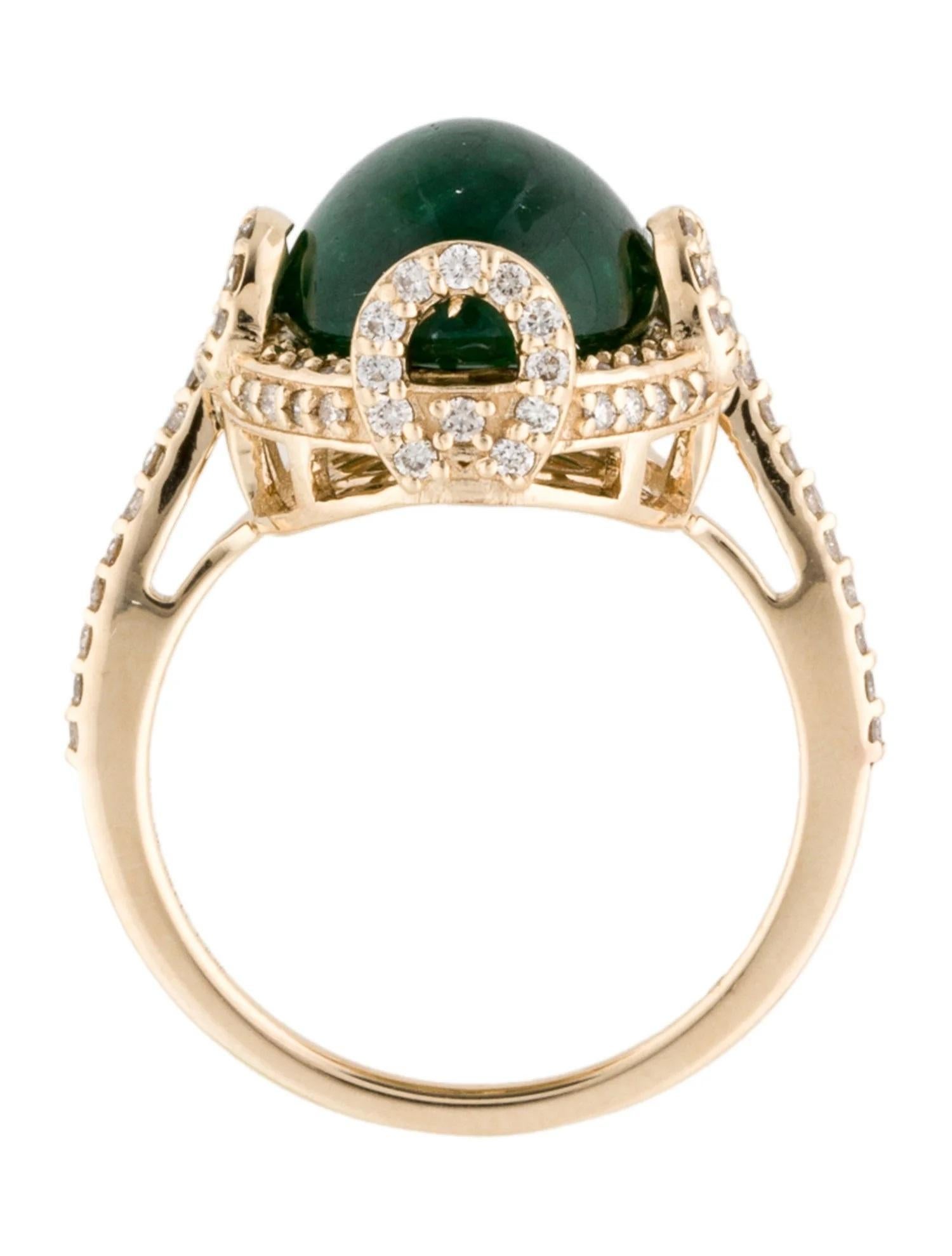 Bague cocktail en or jaune 14 carats, émeraude 6,61 carats et diamants, taille 7 Neuf - En vente à Holtsville, NY