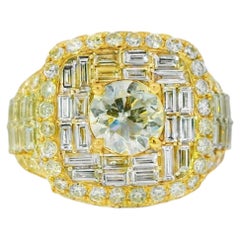 14k Yellow Gold 6.70ctw Baguette Cut and 2.01ctw Round Brilliant Diamonds Ring