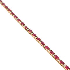 Pulsera de oro amarillo de 14 quilates con rubí de 6,72 quilates y diamantes de 0,32 quilates