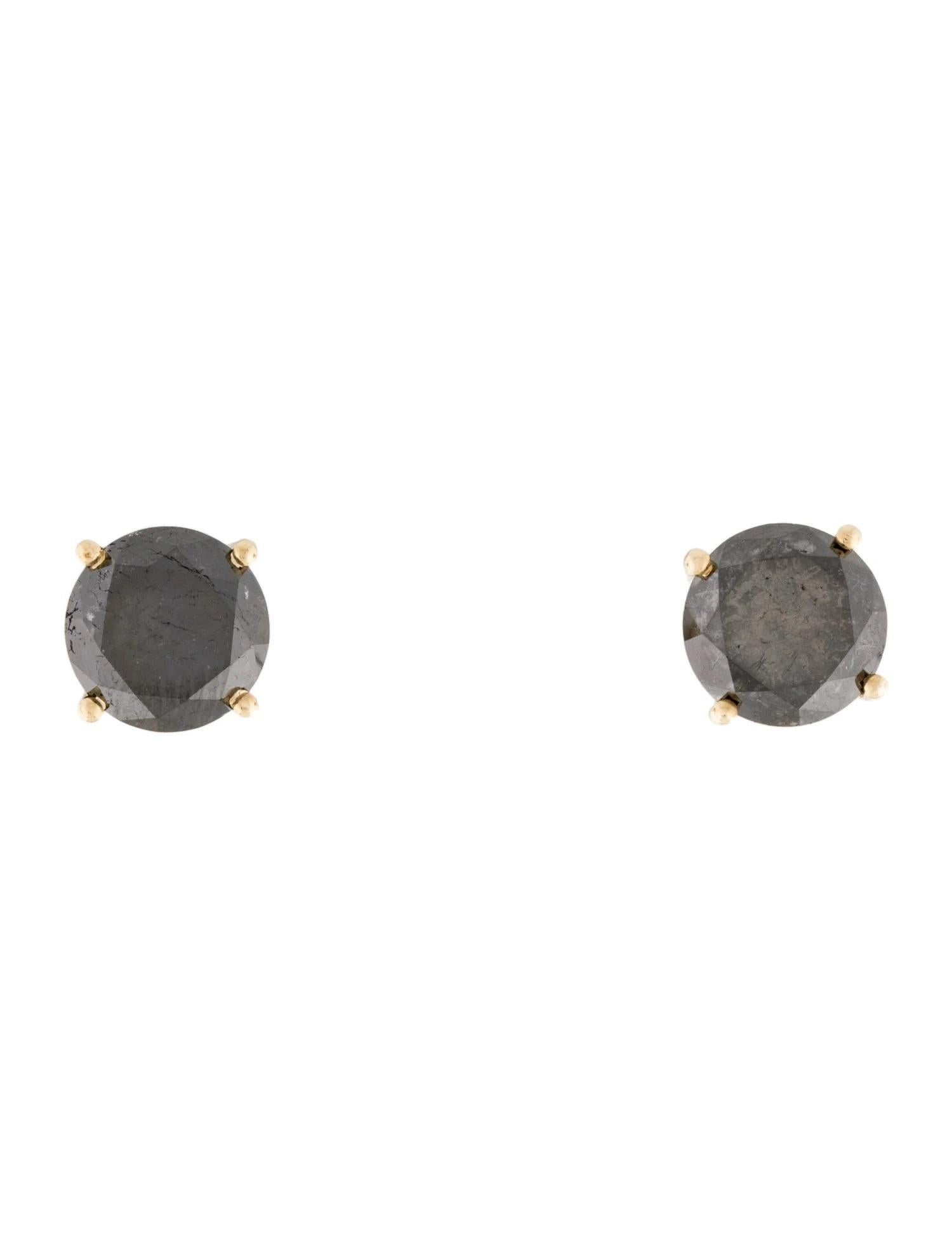 Taglio rotondo Orecchini con diamante nero in oro giallo 14K da 6,79 carati in vendita