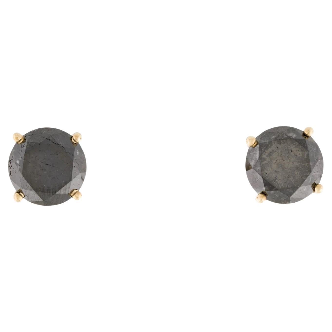14K Gelbgold 6,79ctw Schwarze Diamant-Ohrstecker