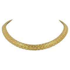 Collana con maglie intrecciate in oro giallo 14k 67g solido 10mm Italia 17"