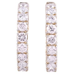 Boucles d'oreilles créoles « Inside-Out » en or jaune 14 carats, serties d'un diamant naturel rond de 6,96 carats