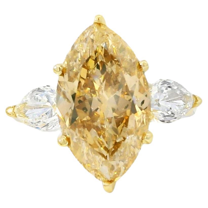 Oro amarillo de 14k Diamante marquesa marrón natural de 6,98 ct y Pera natural de 1,40 ct C en venta