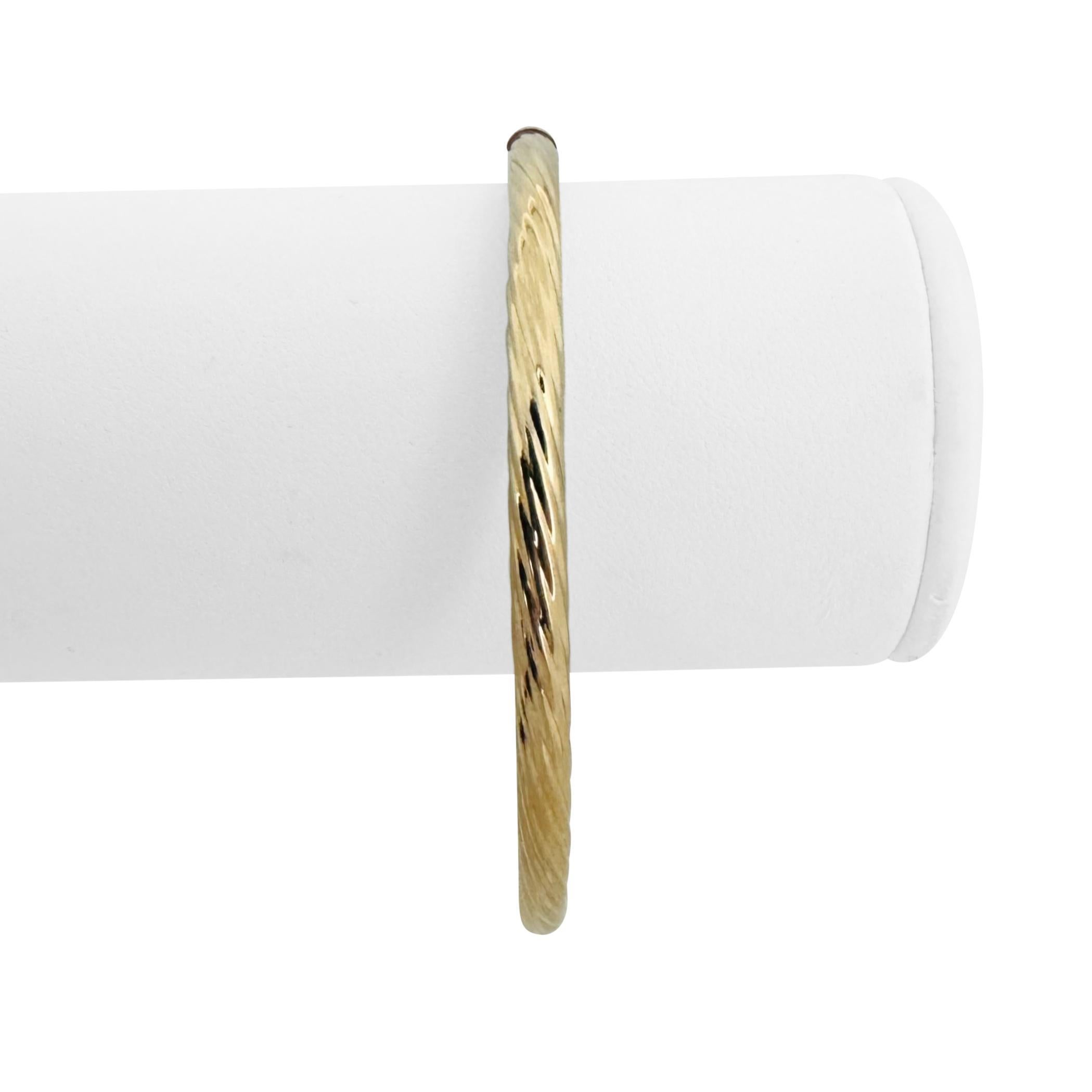 Condition:  Excellent Condition, Professionally Cleaned and Polished
Metal:  14k Gold (Marked, and Professionally Tested)
Weight:  6.1g
Length:  6.75 Inches
Width:  4mm
Closure: Box Tab Insert
Markings:  