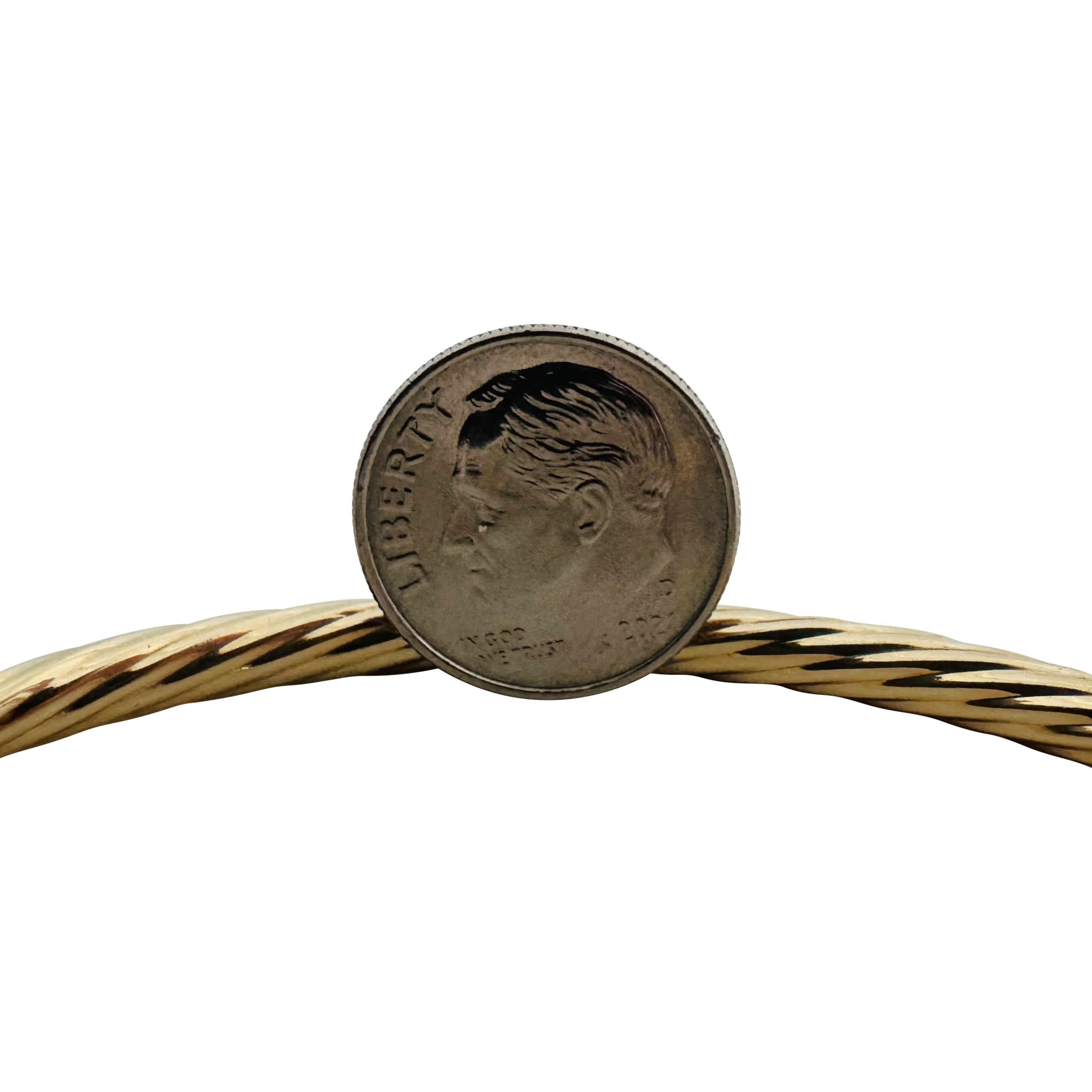 14k Yellow Gold 6g Ladies 4mm Twisted Spiral Bangle Bracelet Italy 6.75