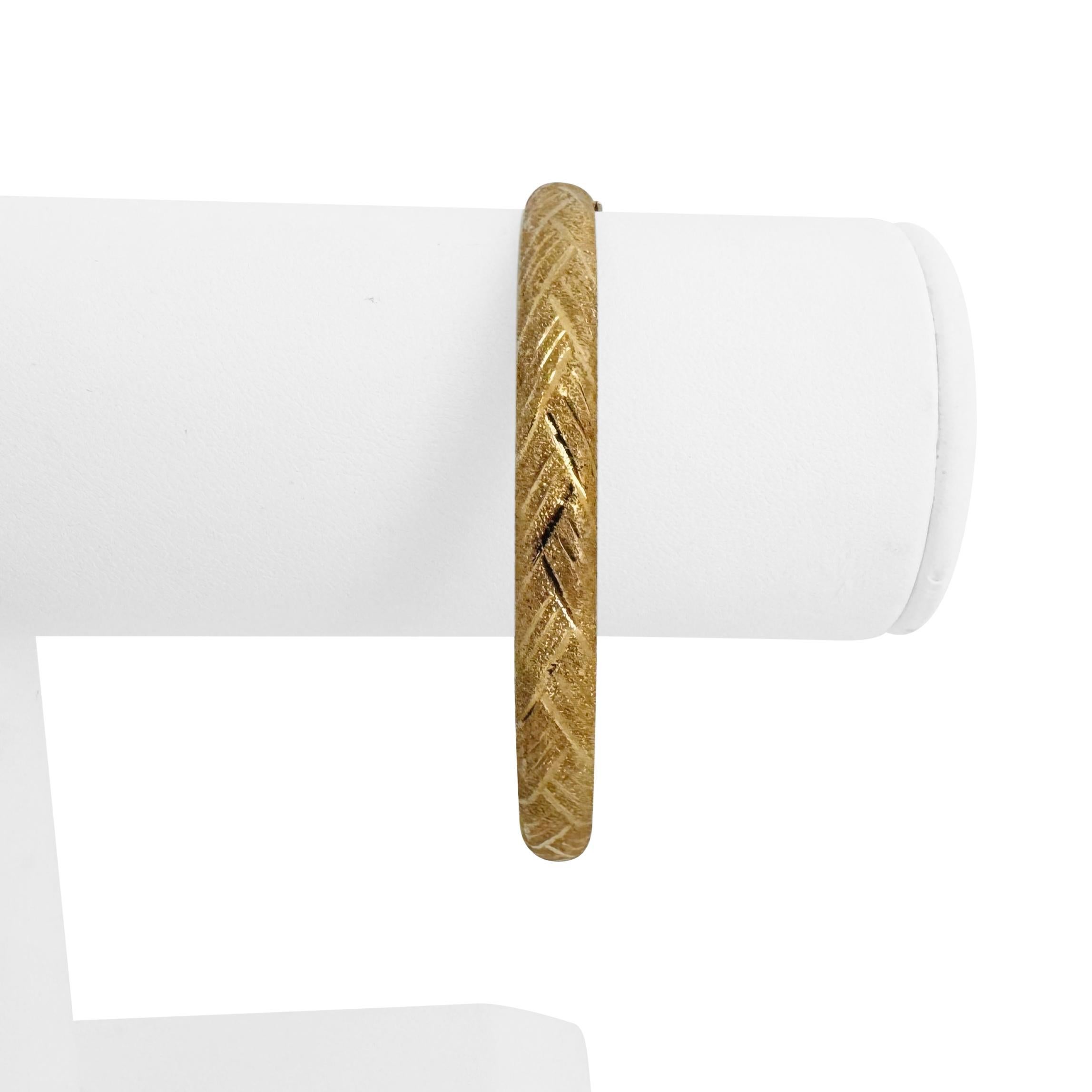 14k Yellow Gold 6g Ladies Vintage 6.5mm Textured Bangle Bracelet 7.5