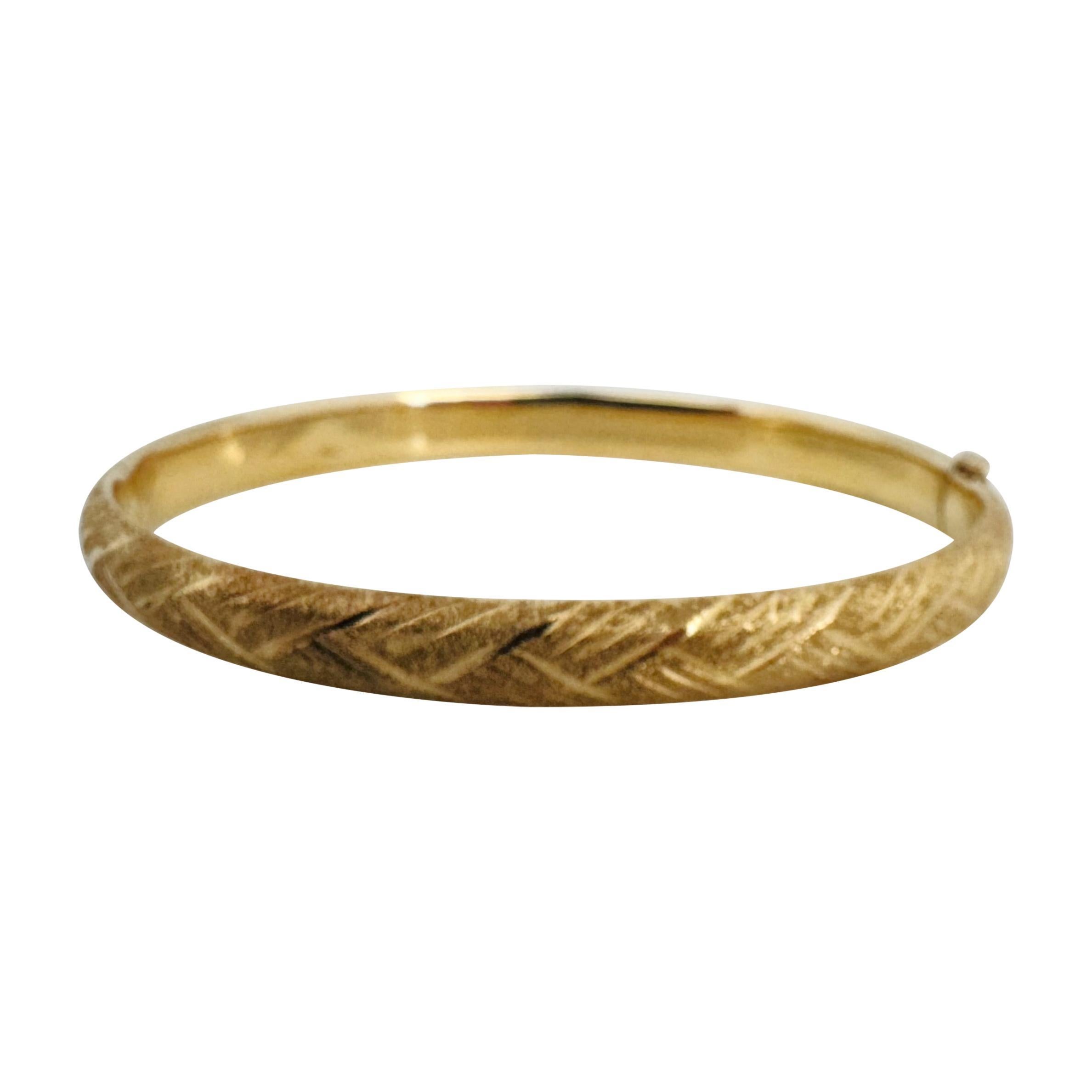 Women's 14k Yellow Gold 6g Ladies Vintage 6.5mm Textured Bangle Bracelet 7.5