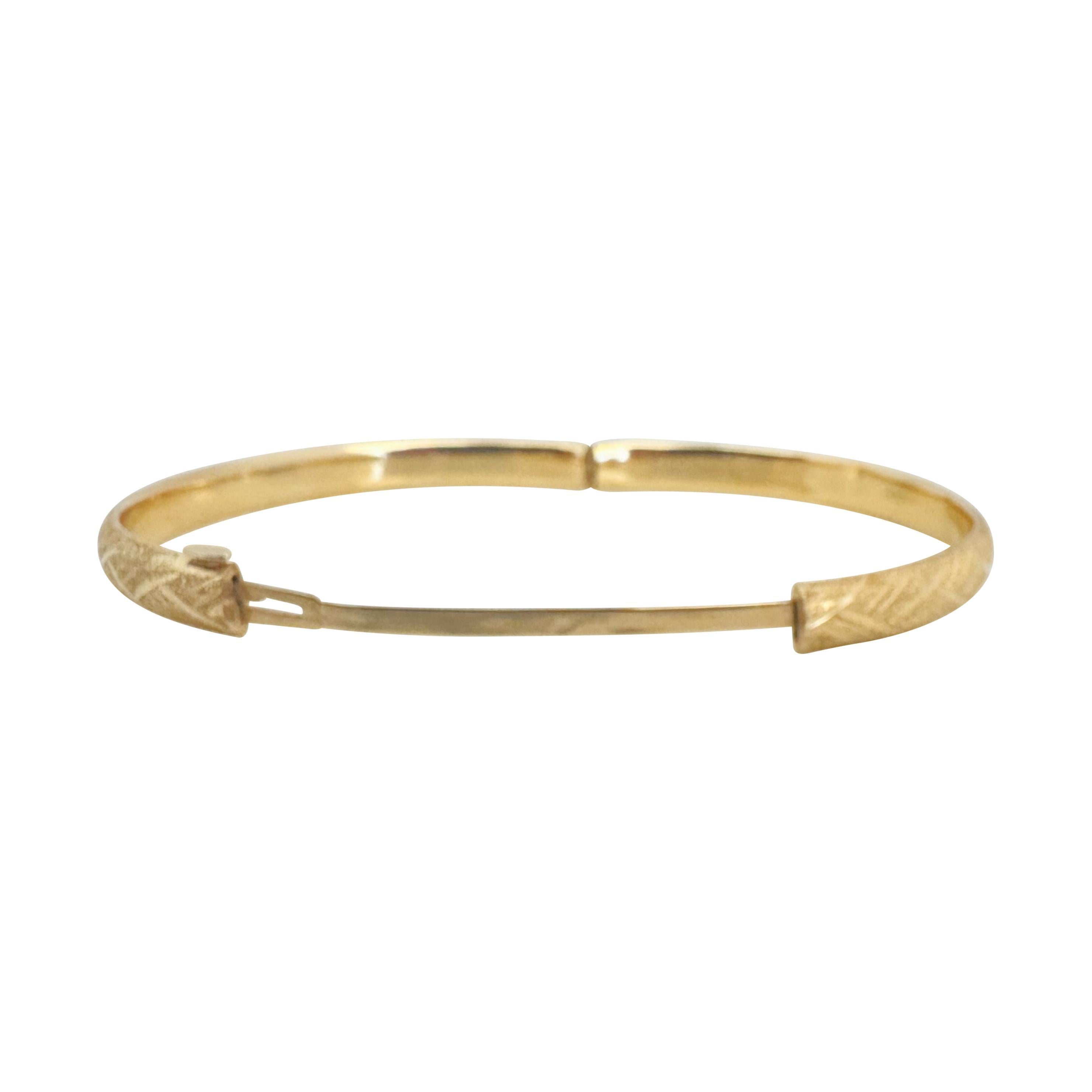14k Yellow Gold 6g Ladies Vintage 6.5mm Textured Bangle Bracelet 7.5