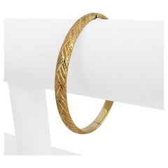 14k Yellow Gold 6g Ladies Vintage 6.5mm Textured Bangle Bracelet 7.5"