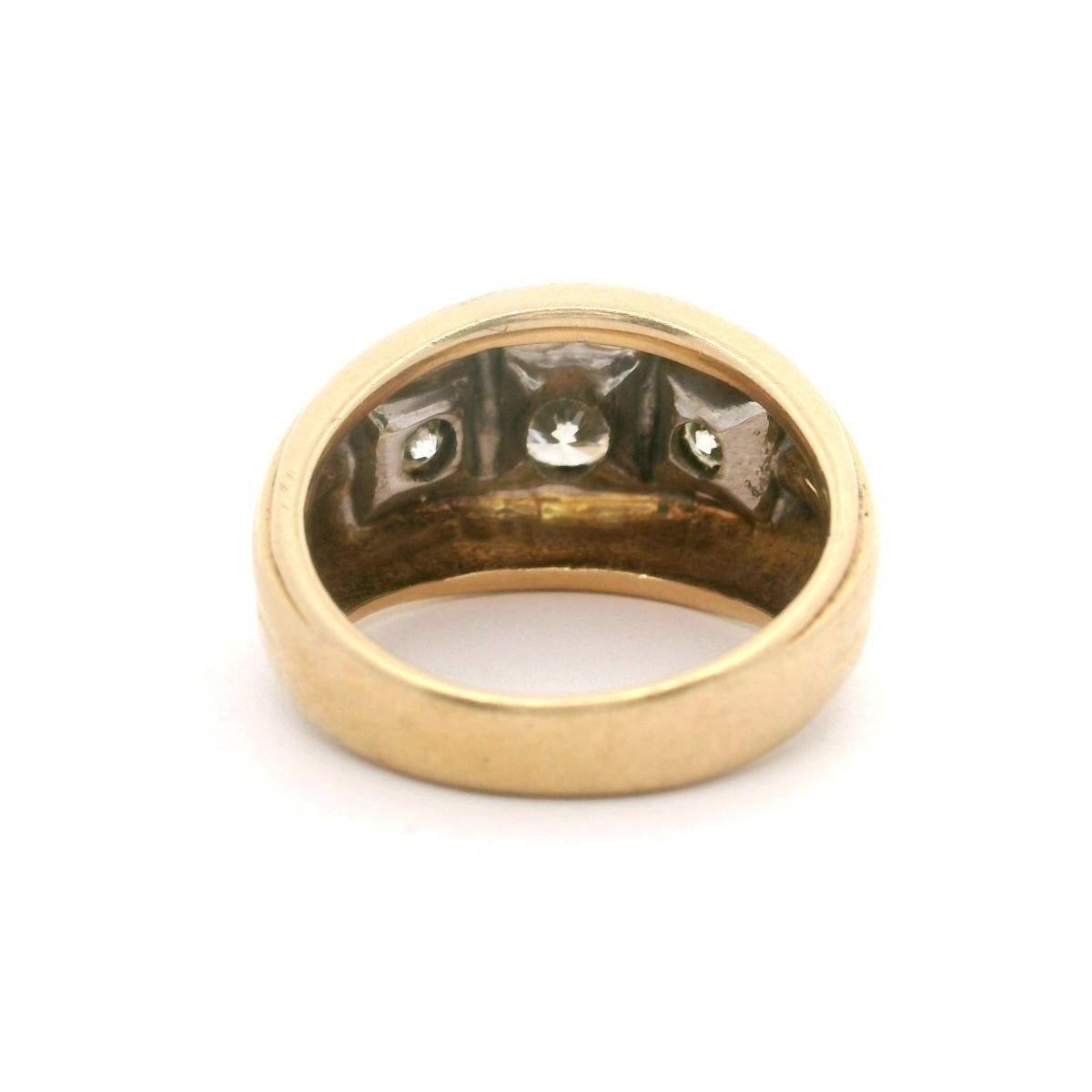 14k Gelbgold 6g Vintage 1cttw Drei Diamantring Größe 5,25 im Zustand „Gut“ in Guilford, CT