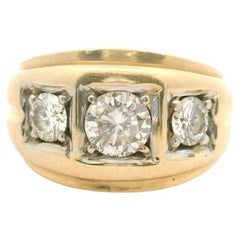 14k Yellow Gold 6g Vintage 1cttw Three Diamond Ring Size 5.25