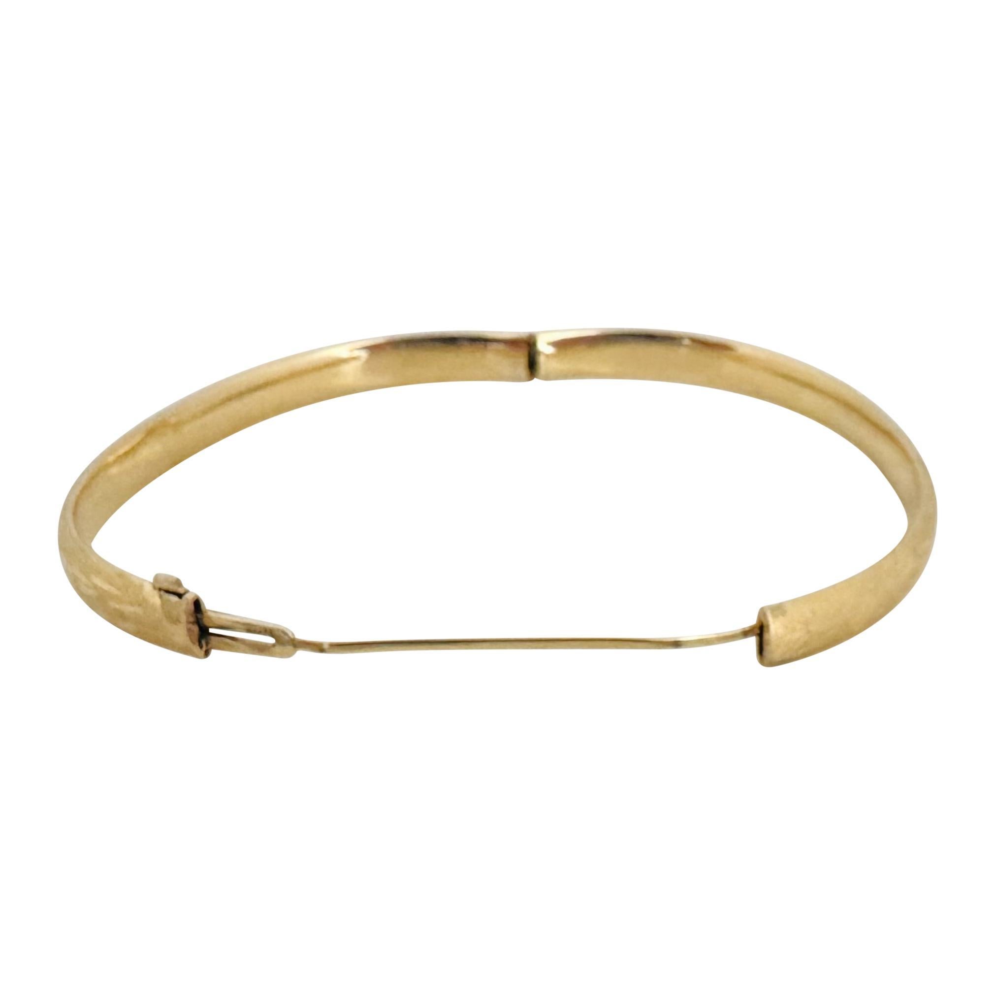 14k Yellow Gold 6g Vintage Ladies 5.5mm Etched Bangle Bracelet 6.5