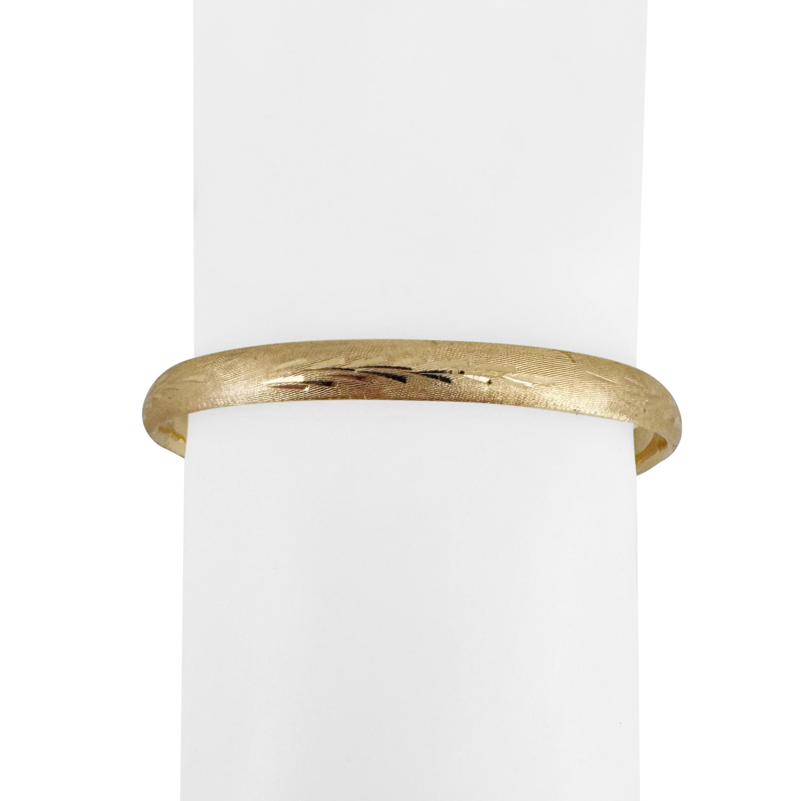 14k Yellow Gold 6g Vintage Ladies 5.5mm Etched Bangle Bracelet 6.5