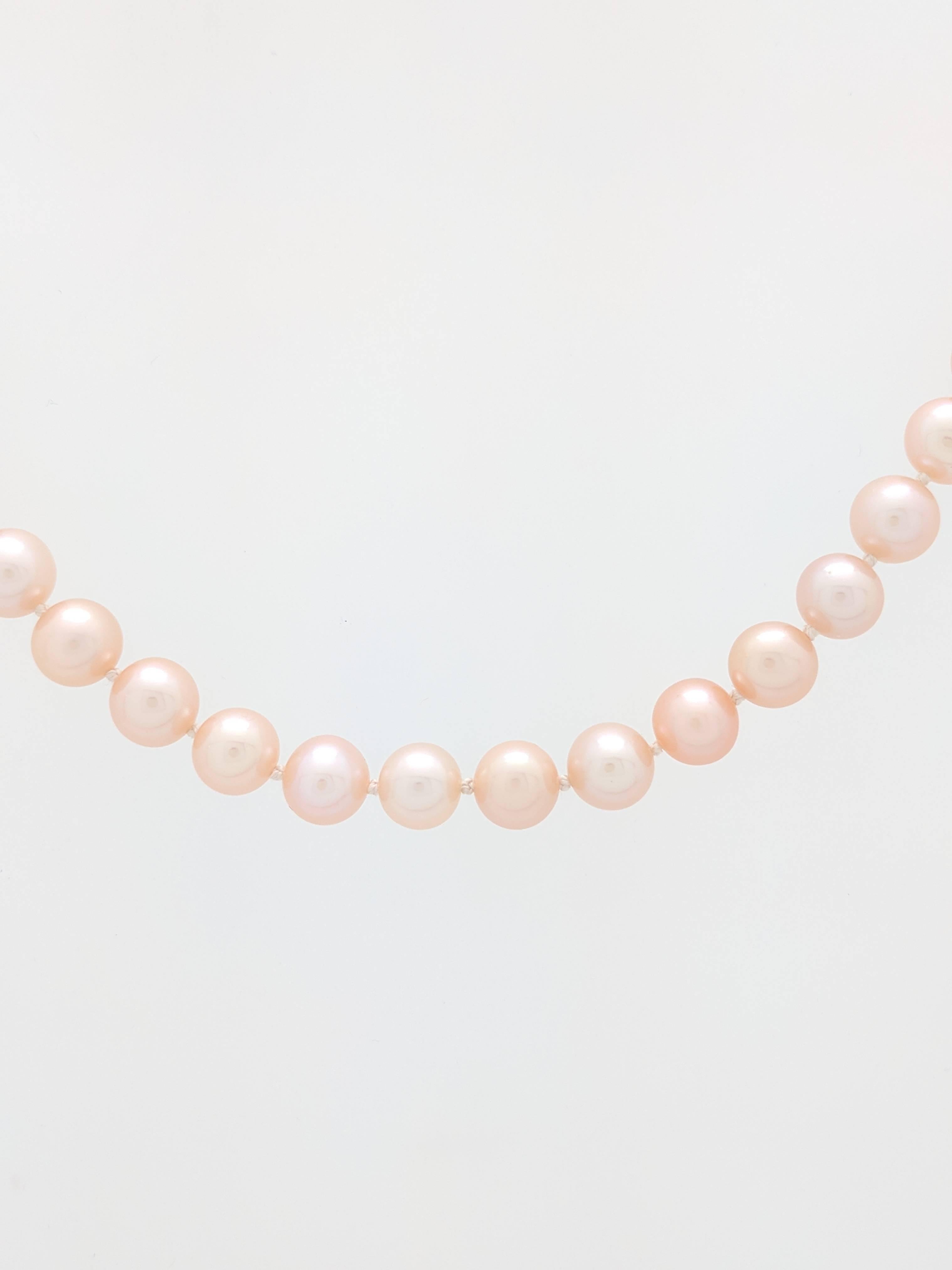 Women's 14 Karat Yellow Gold Cultured Freshwater Pink Pearl Necklace