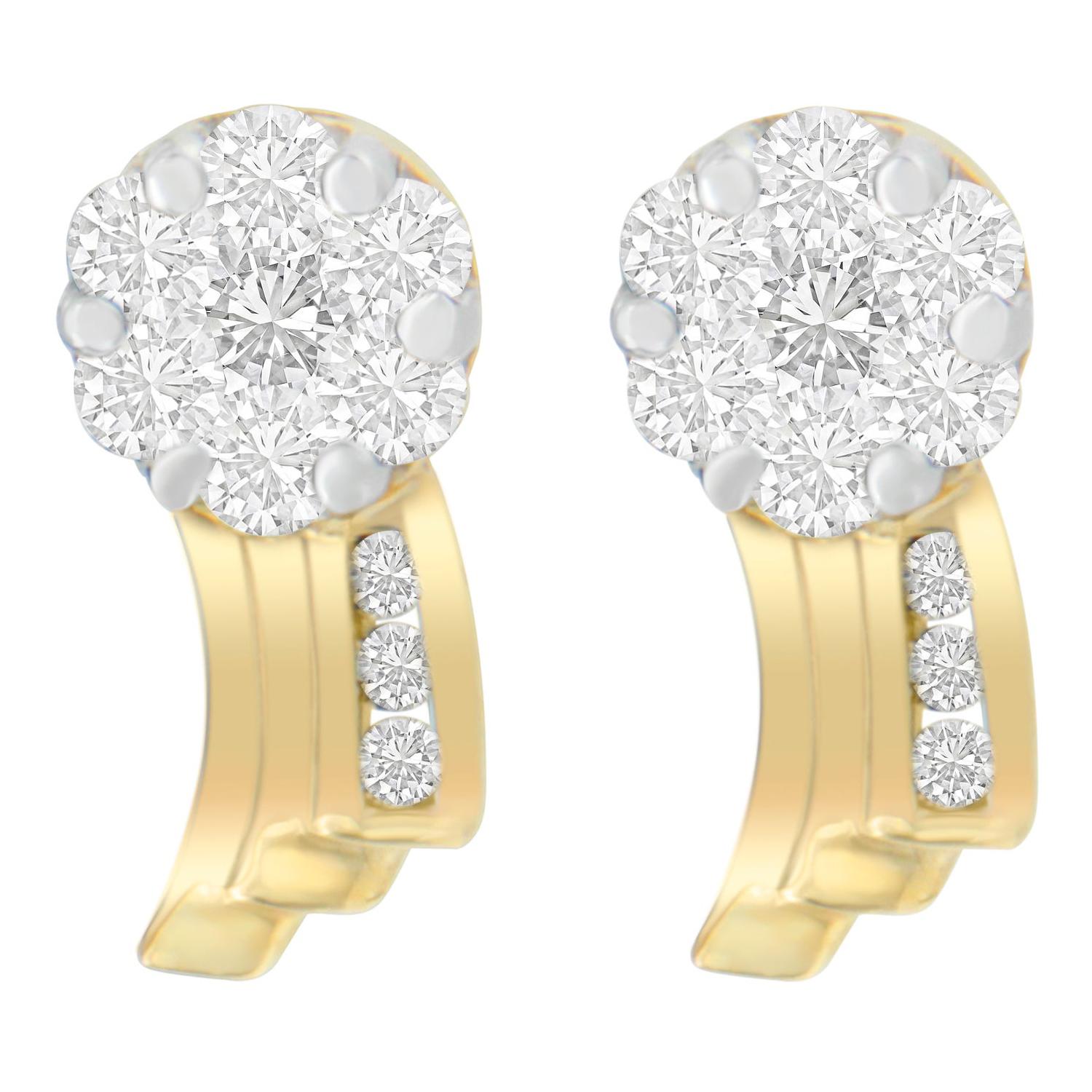 14K Yellow Gold 7/8 Carat Round-Cut Enchanting Diamond Earrings