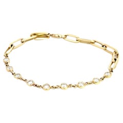 Bracelet trombone en or jaune 14K avec lunette en diamant 7/8ctw
