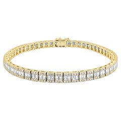 Bracciale in oro giallo 14K con diamanti baguette e tondi da 3,25 carati per lei