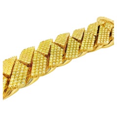 14k Yellow Gold 70.30ctw Natural Round Brilliant Diamond-Set Cuban Chain