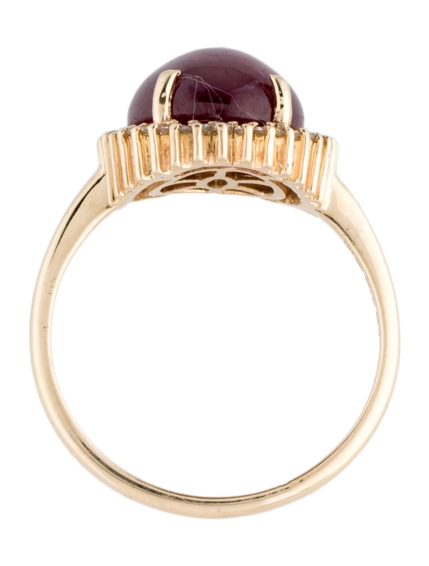 14K Gelbgold 7,08ctw Oval Cabochon Rubin & Diamant Cocktail-Ring, Größe 6,5 im Zustand „Neu“ in Holtsville, NY