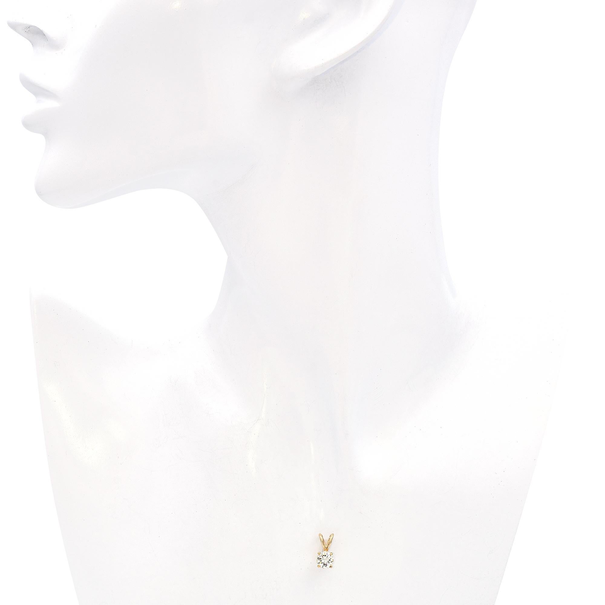 Colgante Solitario de Diamante de Oro Amarillo de 14k .70ct Corte redondo en venta