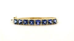 Bracciale in oro giallo 14k con tanzanite da 7,10 carati e diamante rotondo da 0,65 carati
