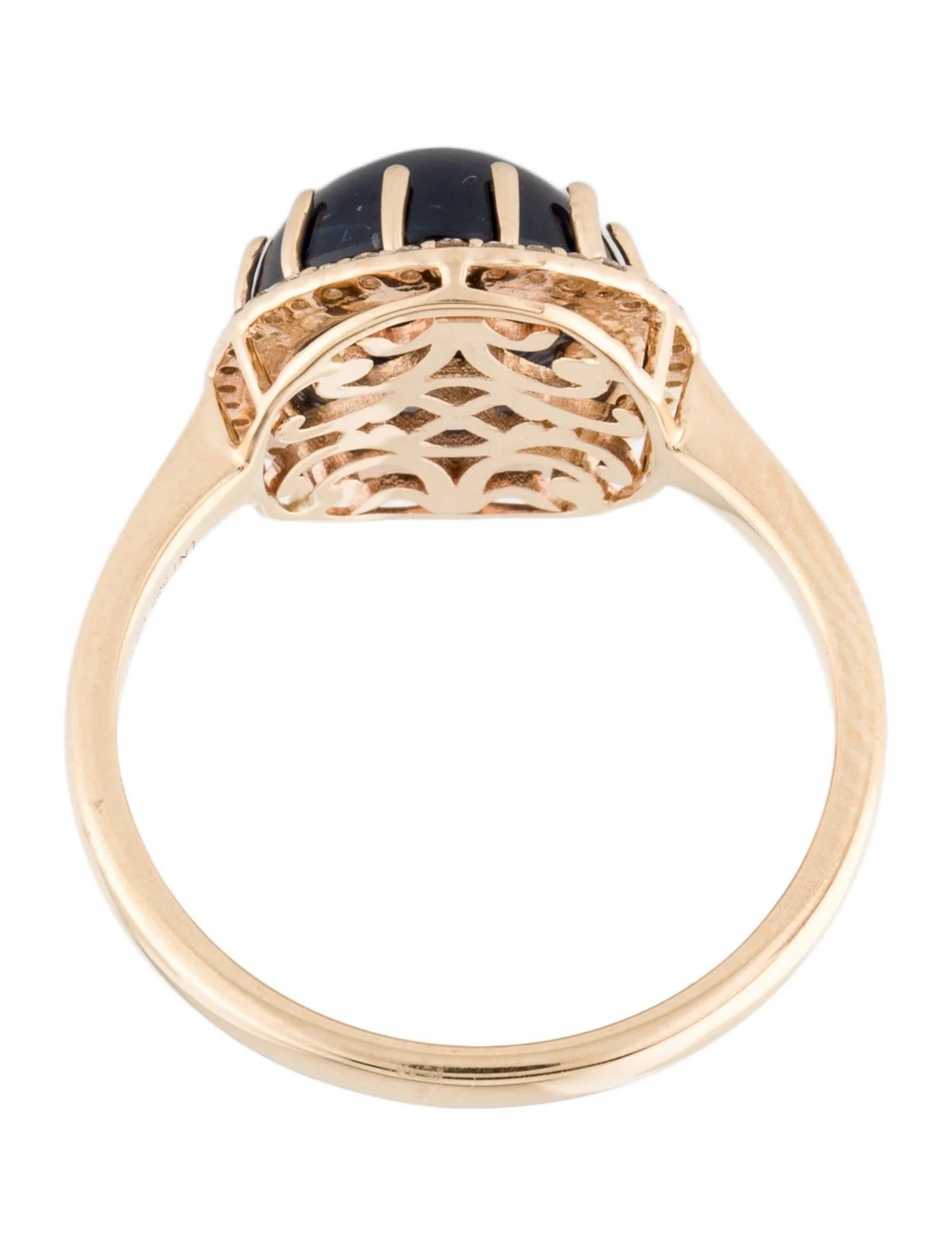 14K Yellow Gold 7.12ct Oval Cabochon Sapphire & Diamond Cocktail Ring Size 7 In New Condition For Sale In Holtsville, NY