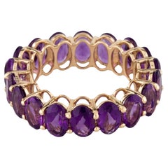 14K Yellow Gold 7.14 Carat Amethyst Eternity Band Ring – Size 7.25