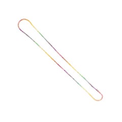 14K Yellow Gold 7.19 Carat Round Multi-Color Gemstone Tennis Necklace