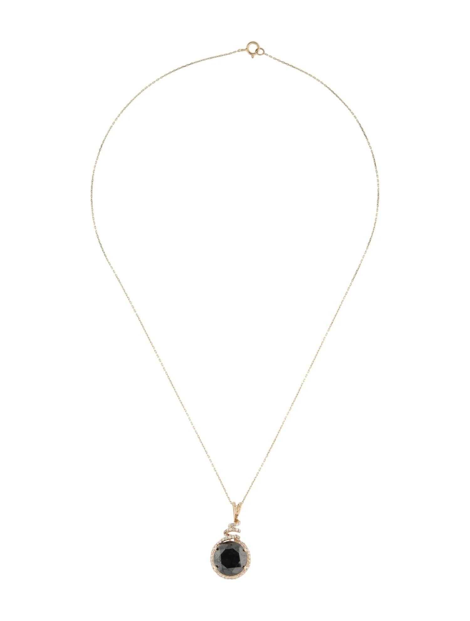 Artiste Collier pendentif en or jaune 14 carats avec diamants noirs et blancs de 7,29 carats en vente
