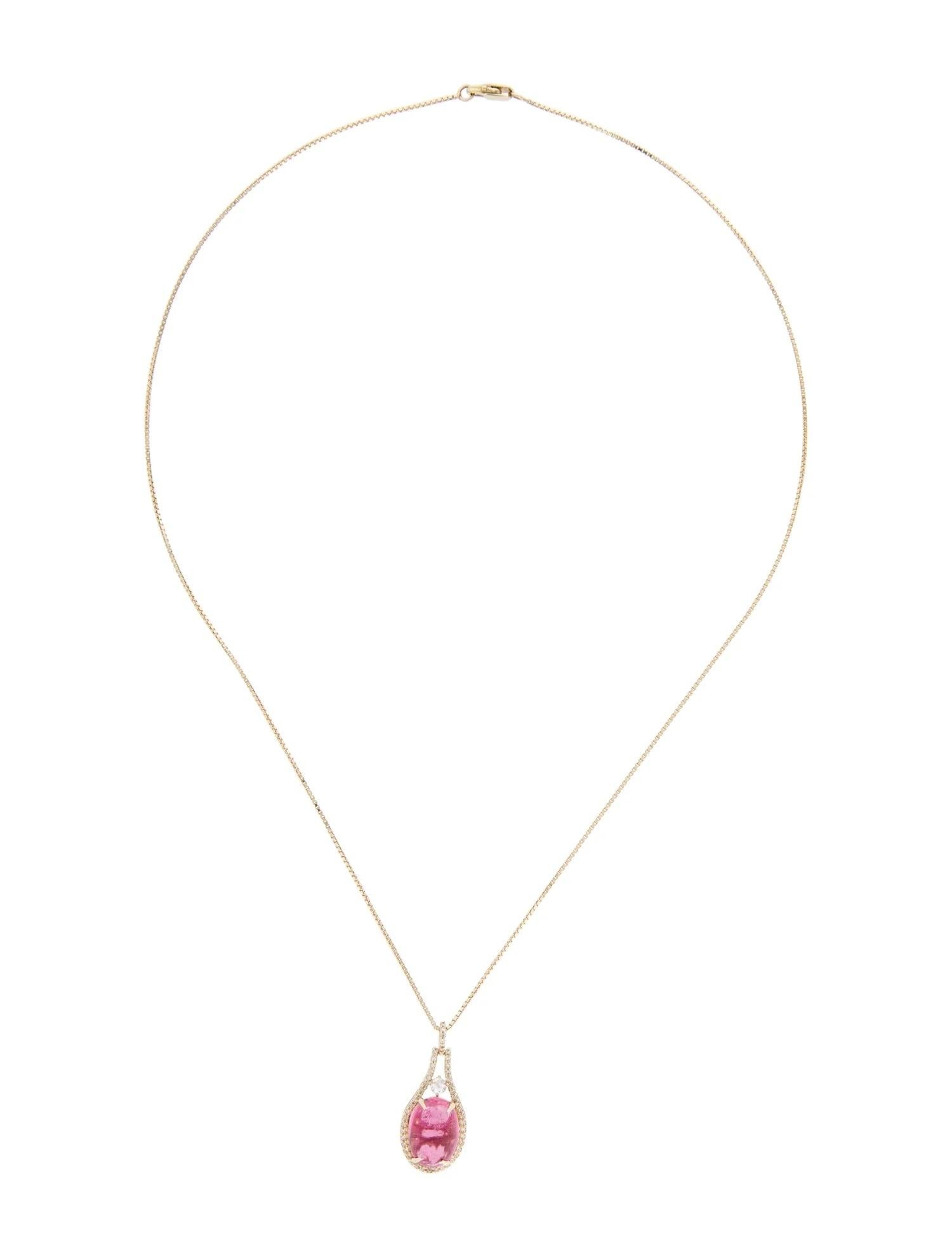 Artist 14K Yellow Gold 7.32ct Tourmaline, Sapphire & Diamond Pendant Necklace For Sale