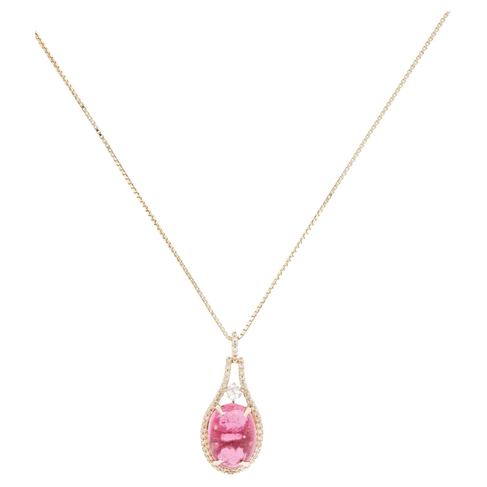 14K Yellow Gold 7.32ct Tourmaline, Sapphire & Diamond Pendant Necklace